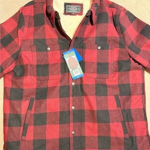 NWT GH Bass & Co Men's Wool Blended Lined Jacket, Red/Black, Size L